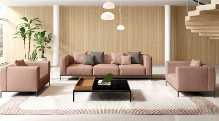 Procurement manager reviewing high-quality furniture materials and specifications