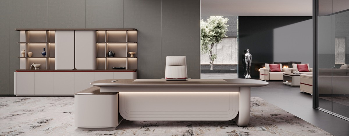 Custom workstation design being assembled in a furniture factory