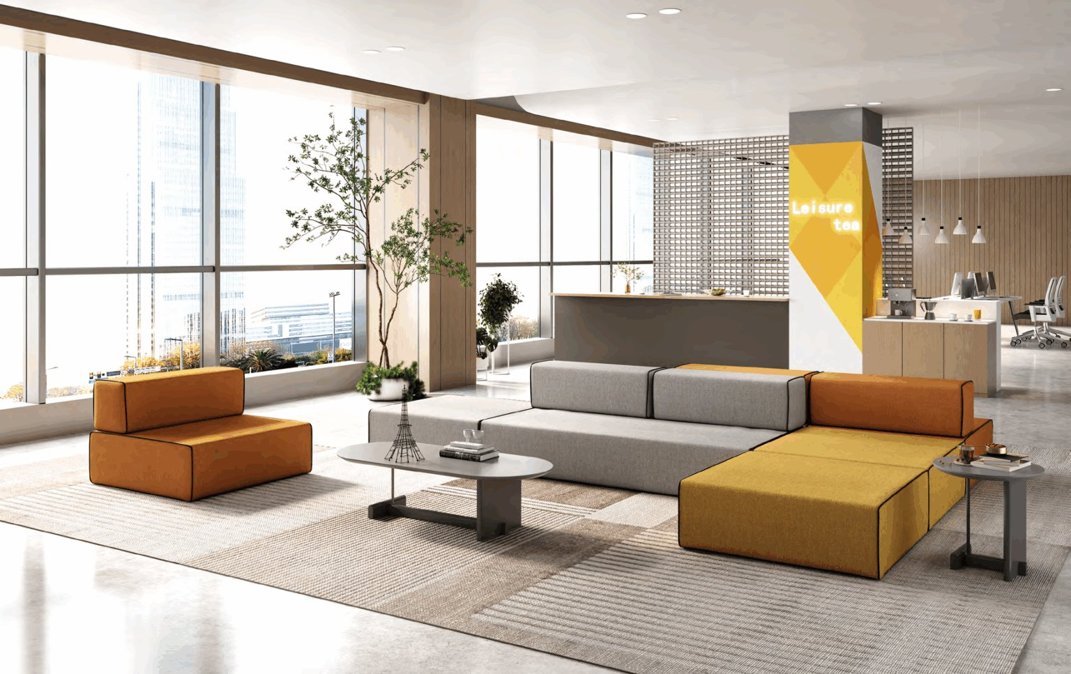 A large scale furniture manufacturing facility showing quality control processes