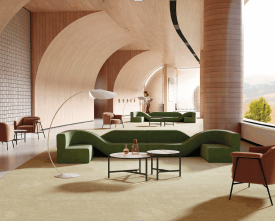 A row of sleek acoustic booths installed in a contemporary open office