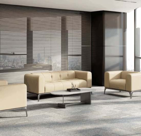 Professional interior designer reviewing office pod layouts