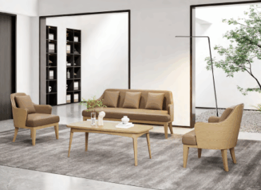 Comparison of different wood veneers and metal finishes for executive furniture