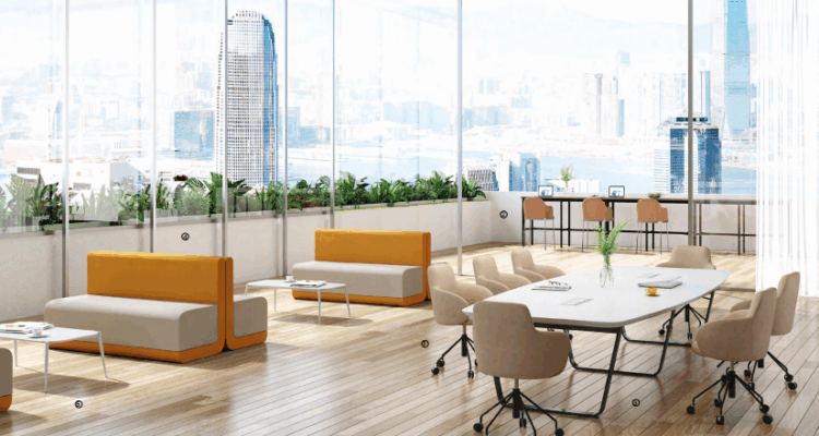 Modern automated office workstation factory floor in China