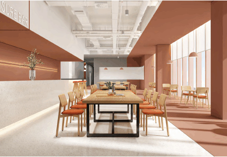 Modern office interior featuring acoustic privacy screens and modular desk dividers