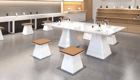 Hotel procurement manager reviewing furniture specifications and material samples