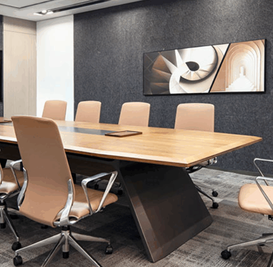 Close up of durable upholstery and wood finishes for commercial furniture