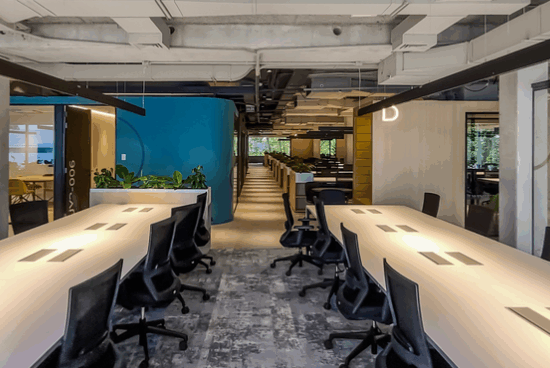 Modern 2026 conference room with modular furniture and ergonomic seating