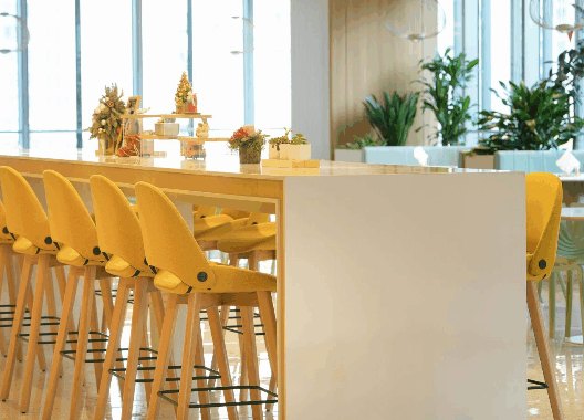 Acoustic meeting pod in an open plan office environment.