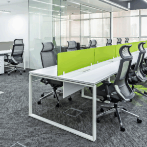 Modern commercial lobby featuring sleek modular seating and minimalist design